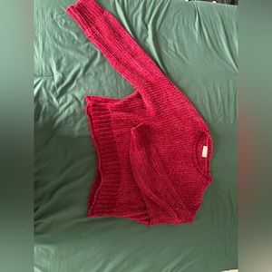 Red Chenille cropped sweater